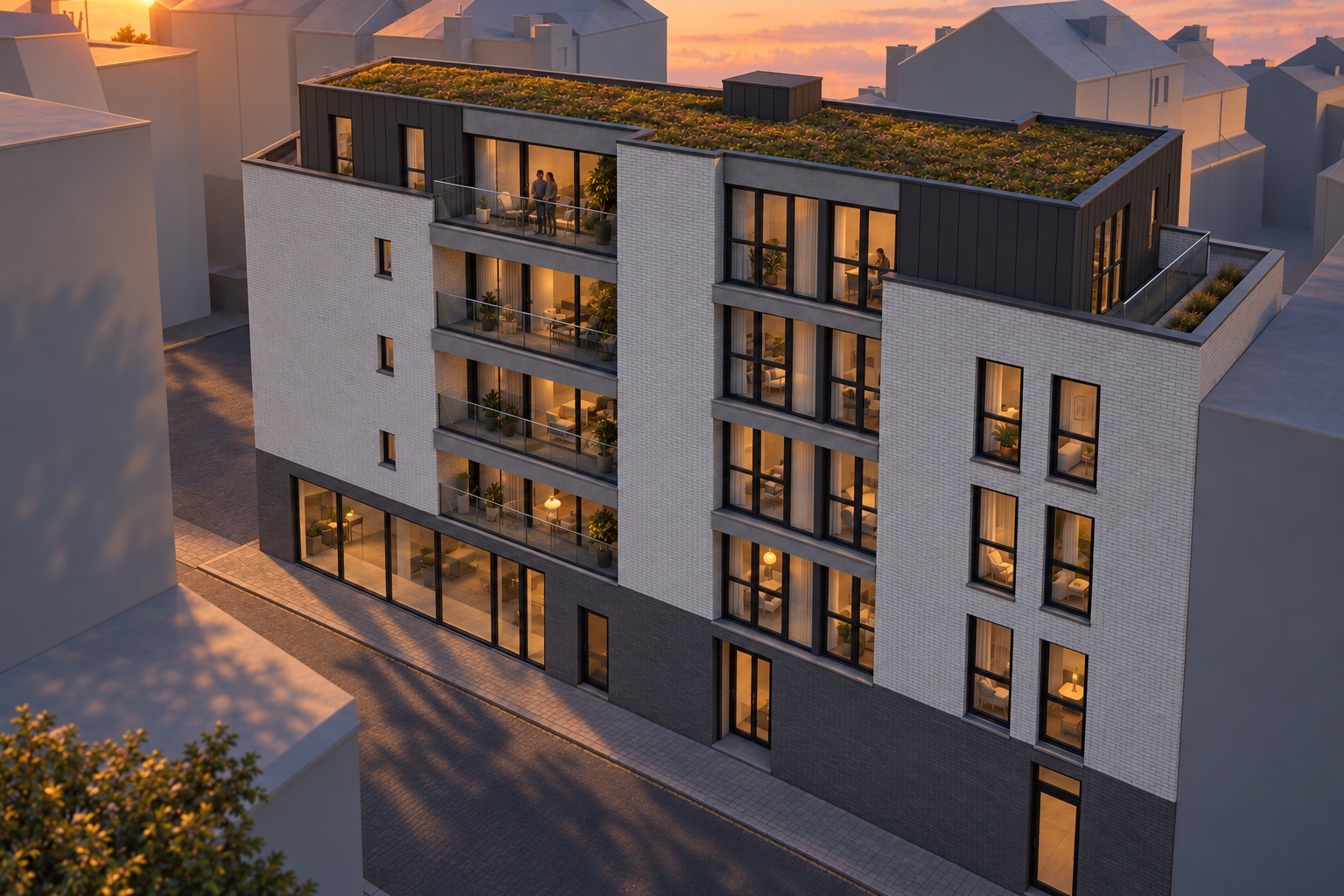 Rendu 3D de la façade Piermez et de ses terrasses en retrait