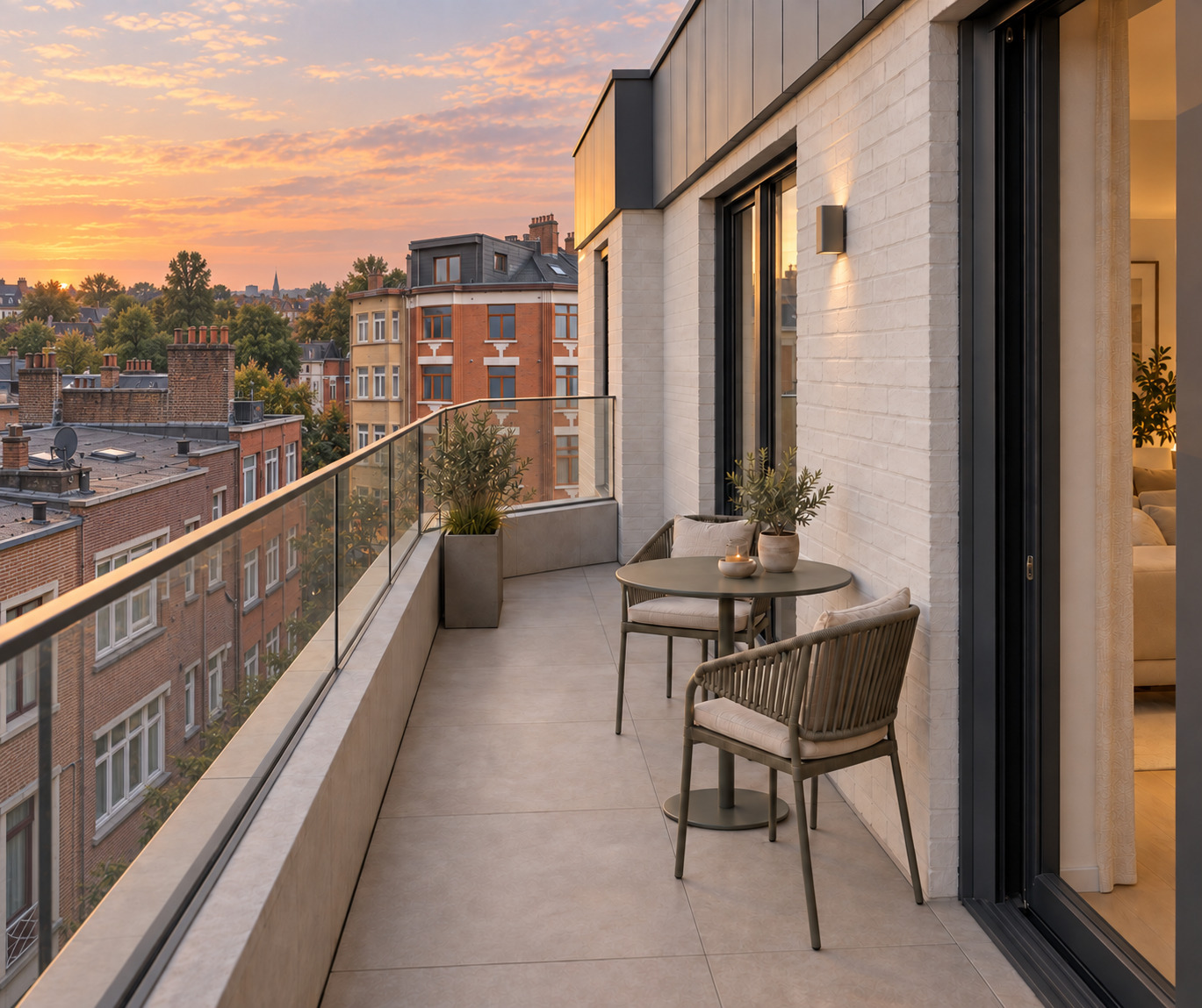 Rendu 3D de la terrasse de 18 m² de l’appartement de 83,80 m² au dernier étage